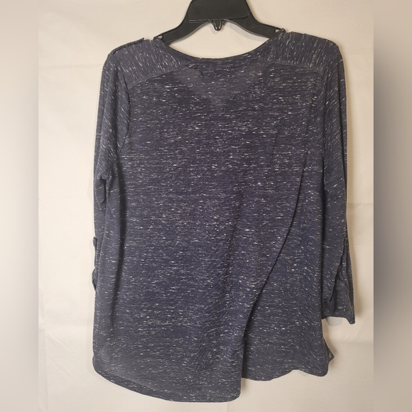 Absolutely Famous Woman's Shirt Sz L Charcoal gray mix round studs on shoulders - Picture 3 of 3